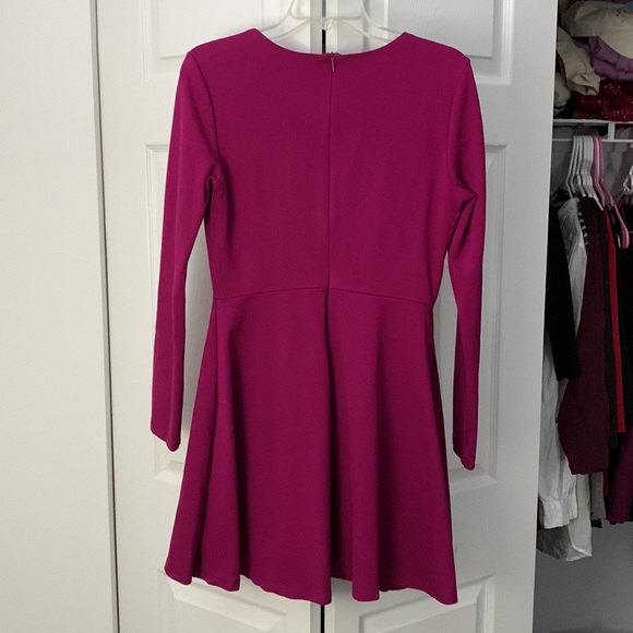 Lulu’s Magenta Long-Sleeved A-Line Dress - Picture 3 of 4